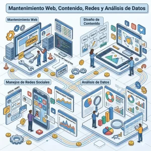 Diseño – generación de contenido y manejo de Redes IG – Facebook – Linkedin – Mejoras web